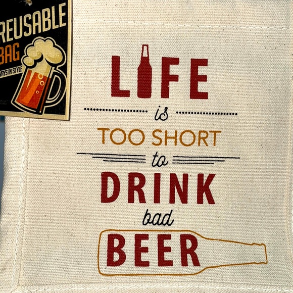 Reusable Bag 6 Pack Beer Tote 100% Cotton - Picture 2 of 5